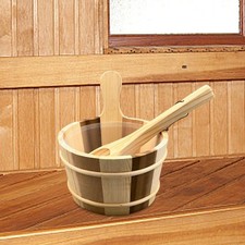 Wooden Sauna Barrel and Ladle