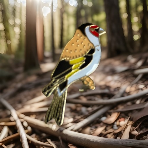 Rspb pin badge gold - badge, finch