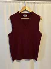 Vintage Harrods by Pringle of Scotland Wool Tank Vest Burgundy Sleeveless 36–38”