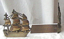 VINTAGE BRASS GALLEON SHIP BOOKENDS