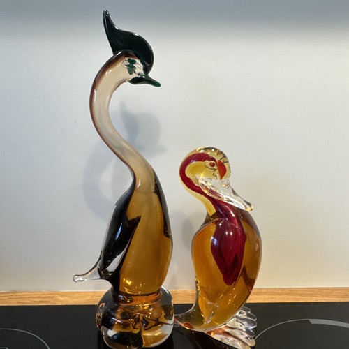 Pair murano art glass - of, birds