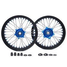 Supermoto 17x3.5/4.25 Spoked Wheel Blue Hub Set For Yamaha YZ125 YZ250 1999-2025