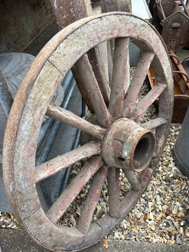 Very large wooden cart wheel - large,