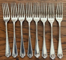 8 Antique Silver Plated Dessert Table Forks Goldsmiths & Silversmiths - 7”