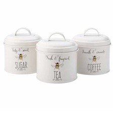 3pcs Stainless Steel Canisters Set Tea Coffee Sugar Kitchen Storage Tins Jar Pot