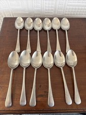 12 Vintage Nickel Silver Dessert Spoons