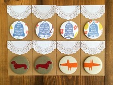 Rob Ryan, Emily Bond Dachshund, Mr Fox Paper Fabric Handmade Hand bag Mirror