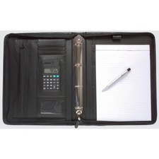 A4 Black Delux Executive Folder -Briefcase Portfolio With Calculator Ring Binder