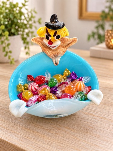 Colourful art glass - clown, bowl