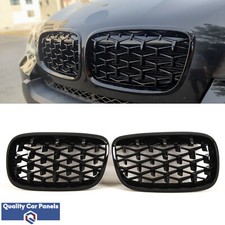 Front Kidney Grilles Diamond Meteor Style Gloss Black BMW X5 E70 X6 E71 2007-14