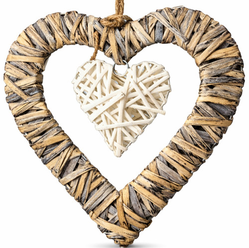 Rustic wicker heart hanging - wicker,