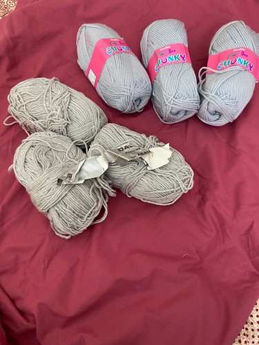 Grey chunky aran knitting - &,