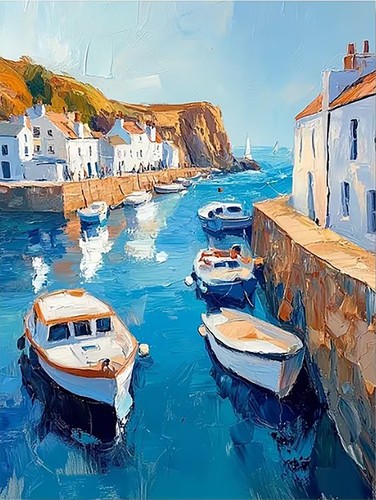 Polperro harbour seascape - polperro,