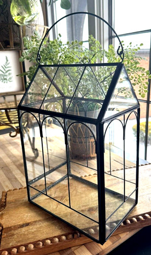 Vintage large glass metal - glass, &