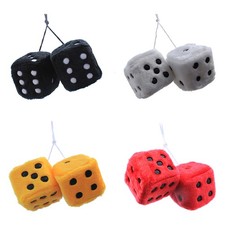 Fuzzy Dices Nostalgic Retro Square Soft Dice With White Dots Fuzzy Dice For Car 
