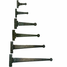 PAIR OF HAND FORGED blacksmith traditional rustic old english door t tee hinges 