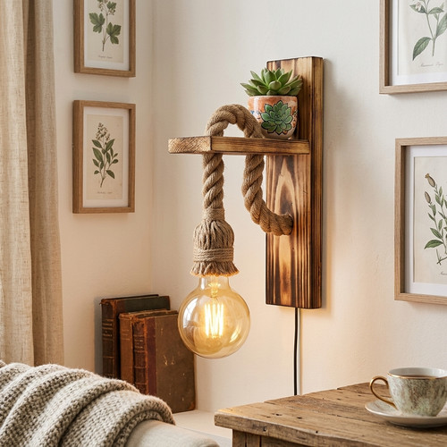 Handcrafted wooden wall - wall, sconce