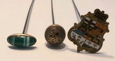 Lot of 3 Antique Hat Pins Agate Enamel