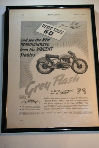 Framed vincent motorcycle - framed,