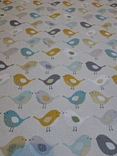 Cotton Fabric Birds Ochre Length 230cm Width 140cm New Sewing Craft Curtains