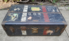 Vintage Steamer Trunk Case Chest Travel Wardrobe 1940s Doctors Luggage Prop Disp