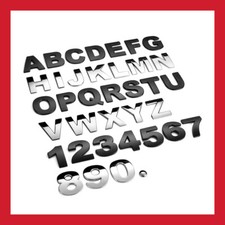 Chrome & Black 3D Self-Adhesive Letter Number Car Badge Sticker Home Car UK FAST