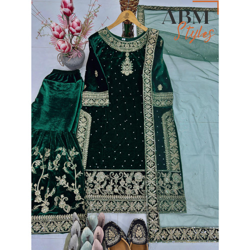 Designer velvet salwar kameez - designer,