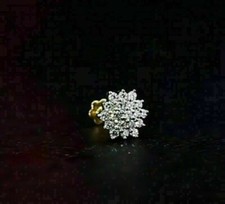 0.15Simulated Diamond Flower Nose Piercing Pin Ring Stud Screw 14k Yellow Plated