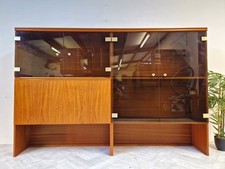 Morris Gold Signature Vintage Mid Century Teak Glazed Glass Sideboard Bookcase