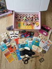 Vintage Box of Sewing Accessories Sylko Reels Misc Sundries Notions Haberdashery