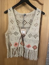 Lovely Beige Crochet Fringed