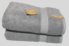 2PC New Common Thread Eco-Melange BAMBOO Rayon Bath Towel Set Lt Gray 30X58 in
