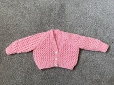 BRAND. NEW -HAND KNITTED -PRETTY PINK  CARDIGAN - NEW BORN - BABY GIRL
