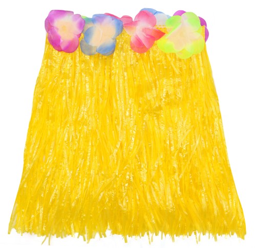 Short yellow grass hula skirt - short,