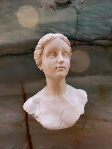 Neoclassical marble woman bust - marble,
