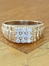 Gents 9ct Gold & Diamond Signet Ring Rolex Detail ~ Size U.5  ~ 0.5ct  DIA