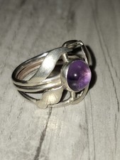 Vintage Sterling Silver Amethyst Gemstone Ring Size L
