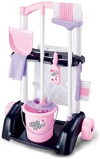 Childrens Cleaning Trolley Cart Kids Mop & Brush & Bucket Role Cleaners Play Set