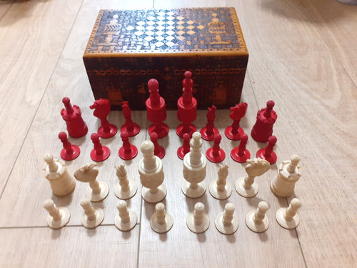 Antique bovine bone chess - antique,