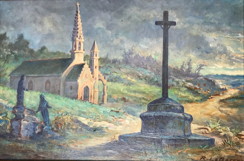 Painting chapel signed - painting, le