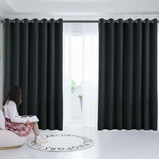 Thermal Thick Blackout Curtains Ready Made Eyelet Ring Top Curtain Pair Tiebacks