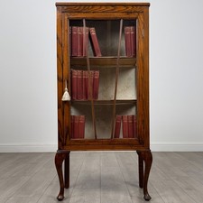 Antique 20th Century Small Glazed Oak Display Cabinet ( REF AF-4206 )