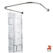 New Shower Curtain Rail Rod U Shape Curved Toilet Bathroom Pole Stainless Steel
