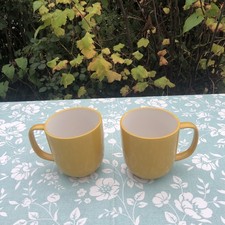 Set Of 2 Tesco Aura Yellow Stoneware Mugs 527323 In VGC, Dishwasher, Microwave