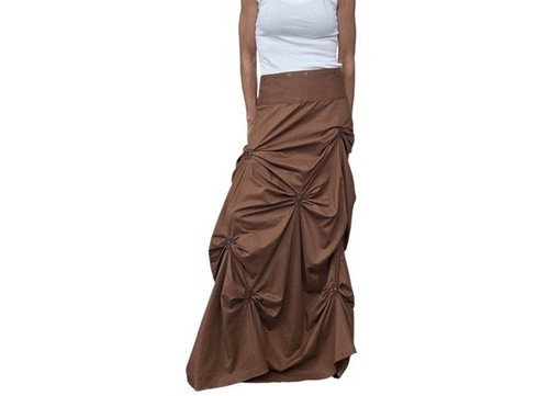 Brown ruched parachute - brown, maxi
