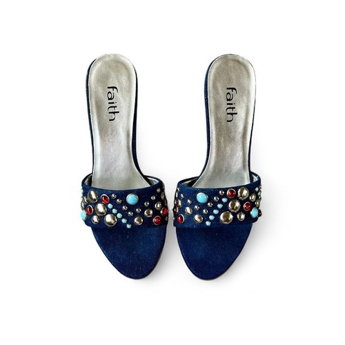 Faith denim jeweled slip - faith, slip-on