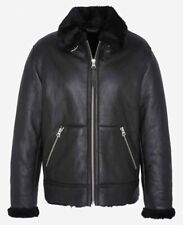 Schott Men's Black Leather & Shearling Flight Slim Fit Jacket Size Small