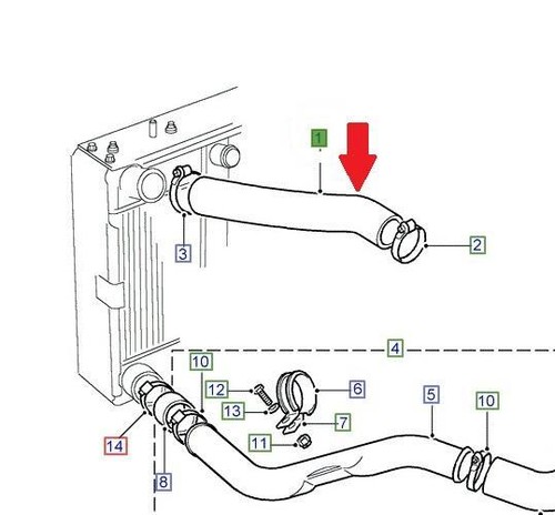300tdi intercooler top hose - intercooler,