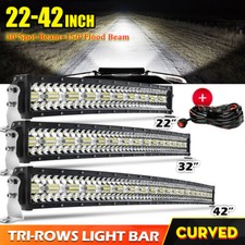 Curved 22/32/42" Tri-Row Led Light Bar Spot Flood Combo Offroad Driving Fog Lamp