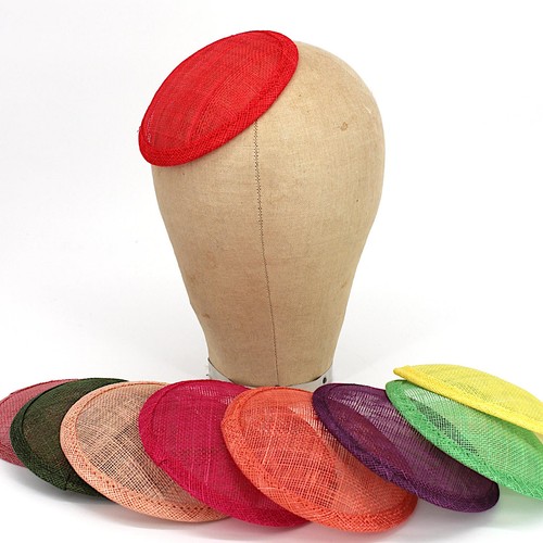 Sinamay straw round fascinator - sinamay,